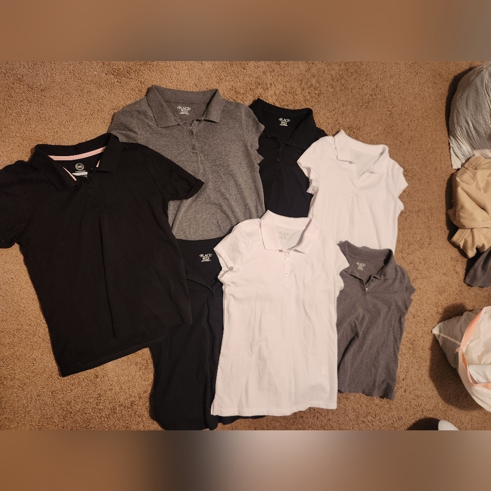 Bundle of 7 girls uniform shirts